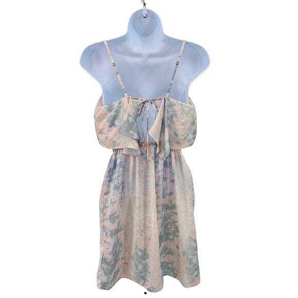 Kimchi Blue Tie-Dye Marble Above Knee Dress WMNS S Vneck Overlay Keyhole Straps - Picture 4 of 10